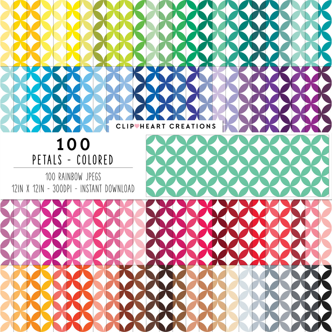 100 Petals Pattern Digital Papers (Color)