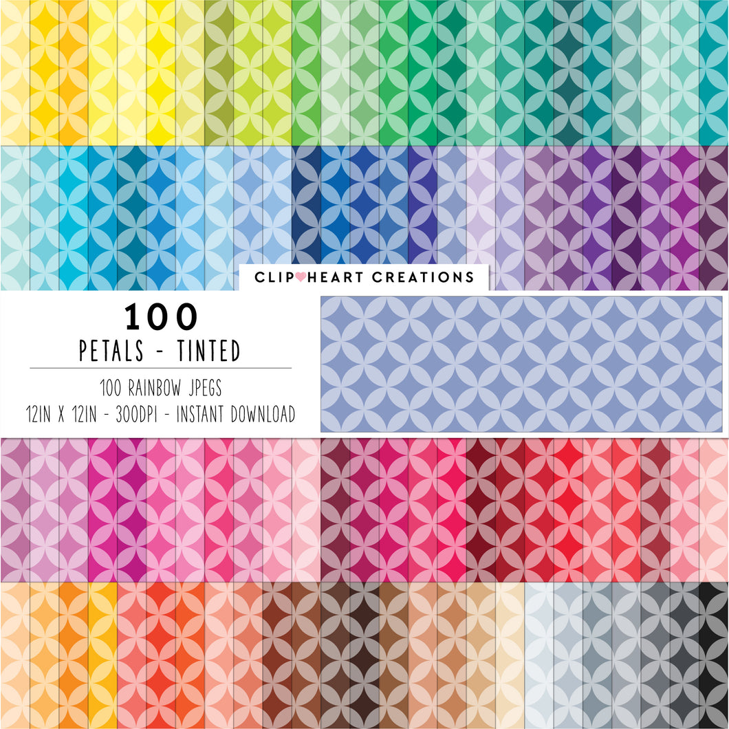 100 Petals Pattern Digital Papers (Tinted)