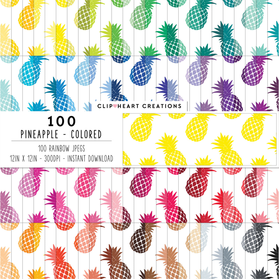 100 Pineapple Pattern Digital Papers (Color)