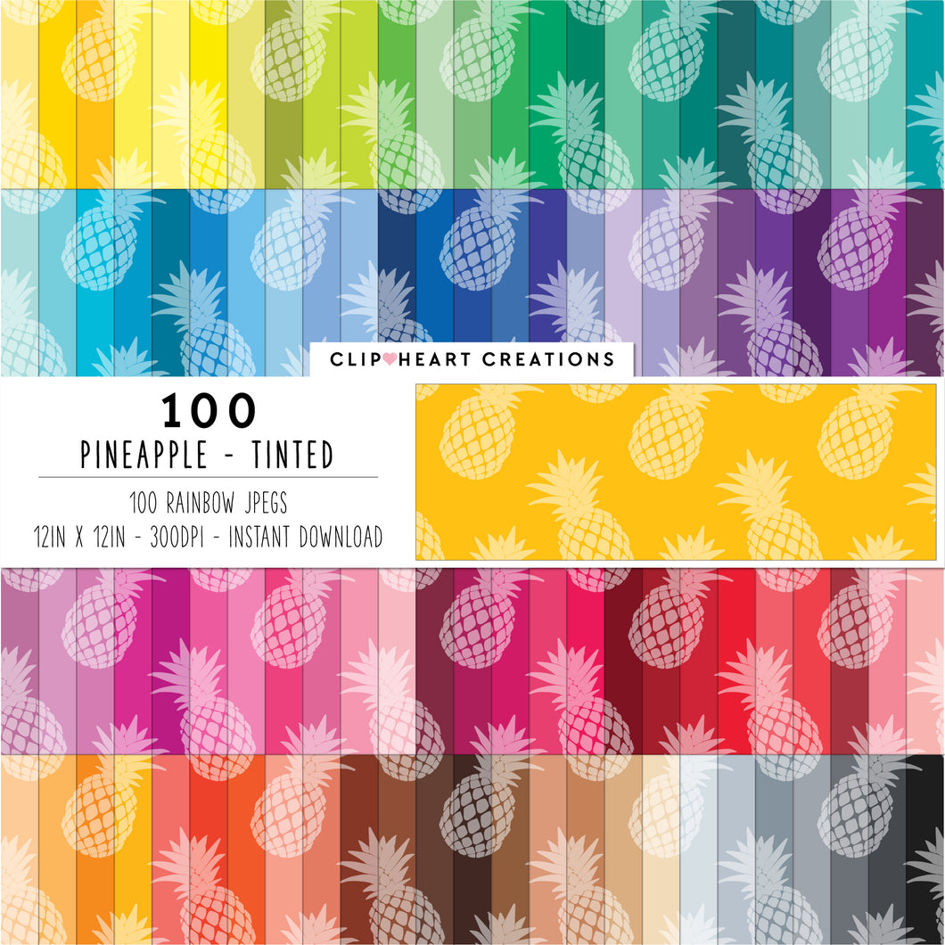 100 Pineapple Pattern Digital Papers (Tinted)