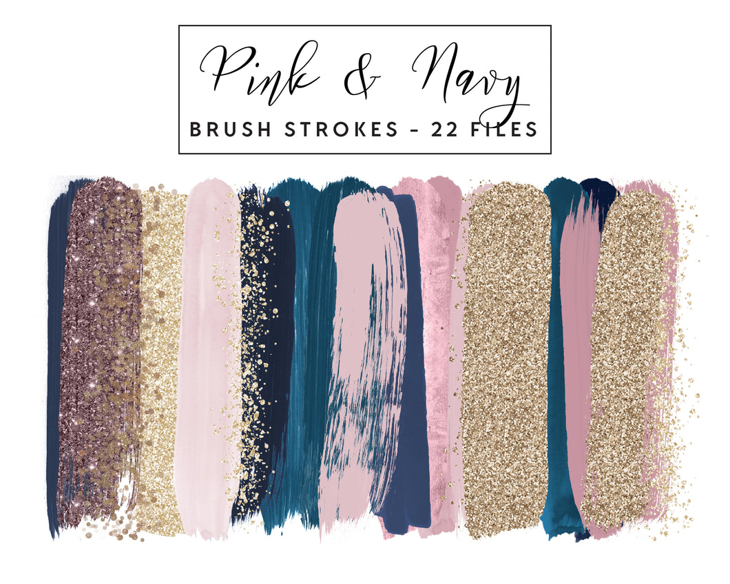 Pink & Navy Brush Strokes