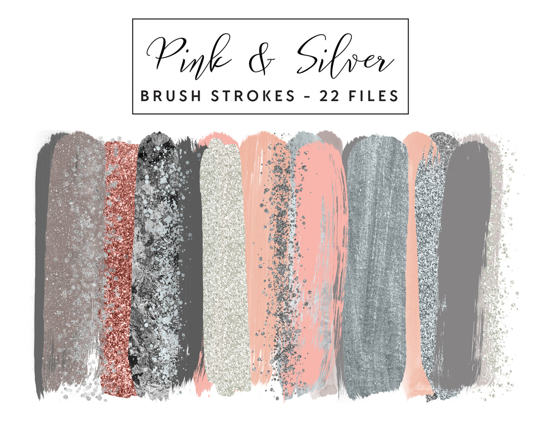 Pink & Silver Brush Strokes