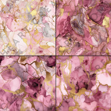 Load image into Gallery viewer, Pink and Gold Alcohol Ink Seamless Digital Papers
