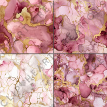 Load image into Gallery viewer, Pink and Gold Alcohol Ink Seamless Digital Papers
