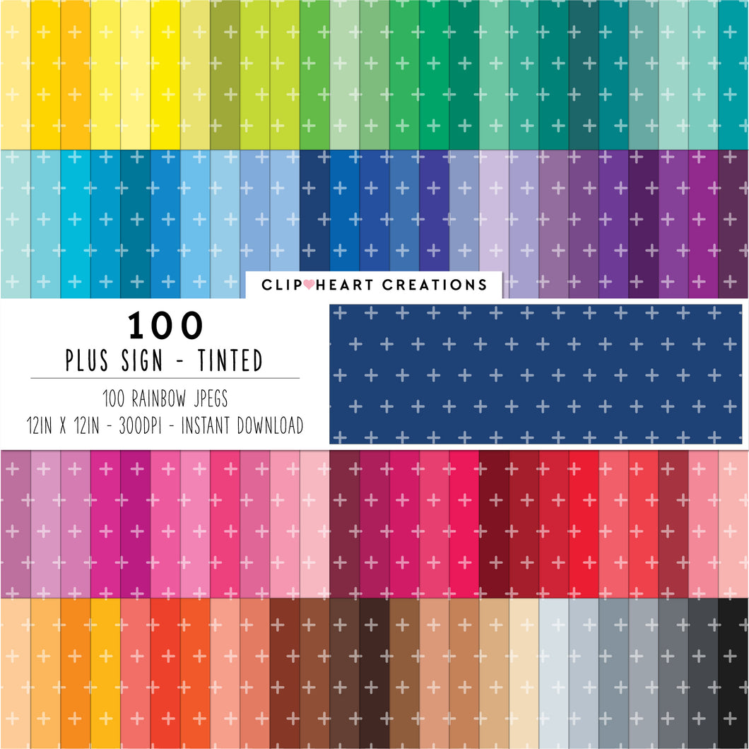 100 Plus Sign Pattern Digital Papers (Tinted)