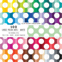 Load image into Gallery viewer, 100 Large Polka Dots Digital Papers (White)
