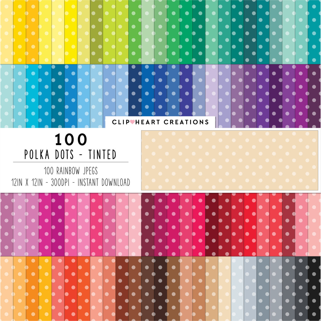 100 Polka Dots Digital Papers (Tinted)