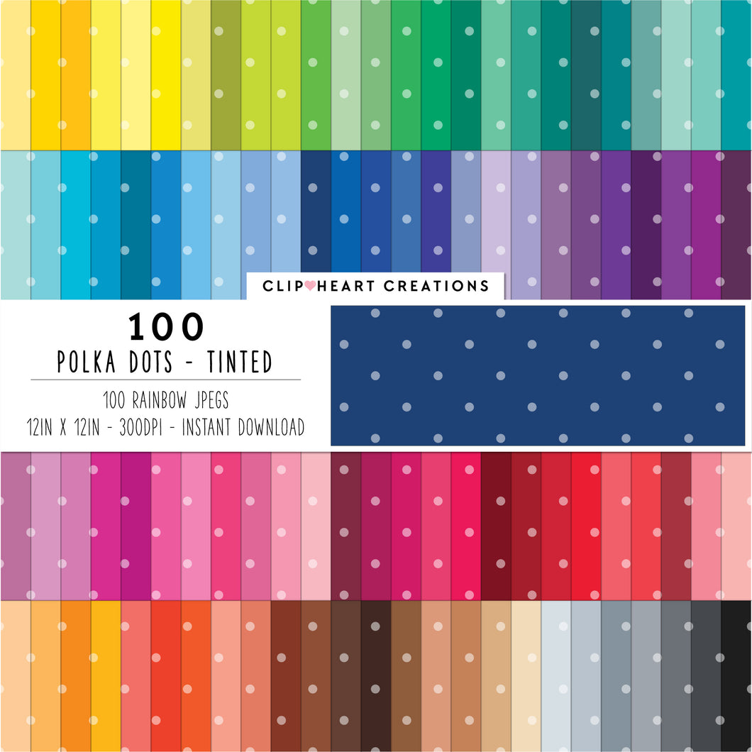 100 Polka Dots Digital Papers (Tinted)