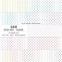 Load image into Gallery viewer, 100 Small Polka Dots Digital Papers (Color)
