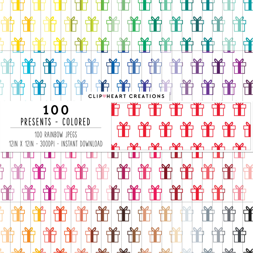 100 Present Pattern Digital Papers (Color)