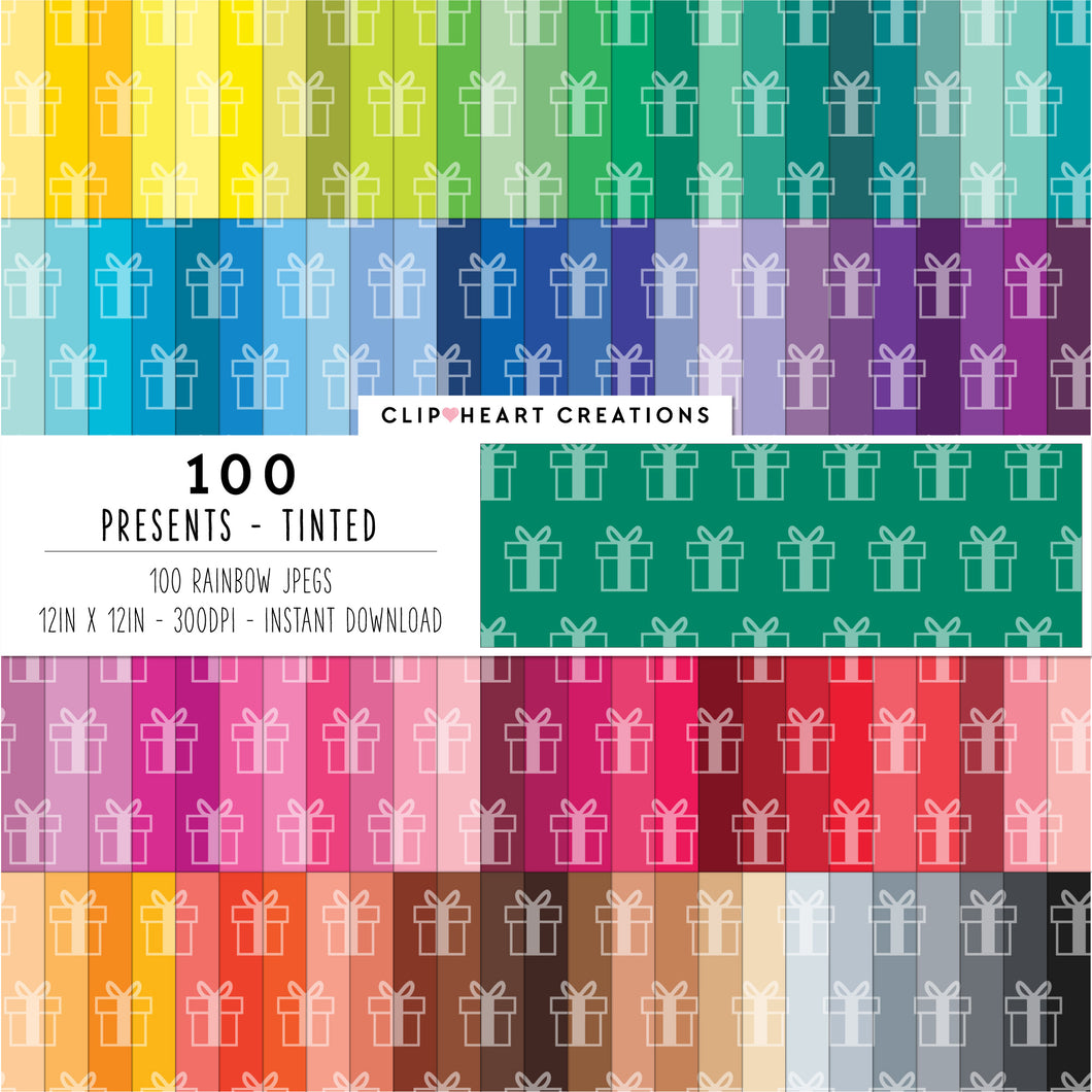 100 Present Pattern Digital Papers (Tinted)