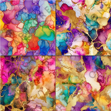 Load image into Gallery viewer, Rainbow and Gold Alcohol Ink Seamless Digital Papers
