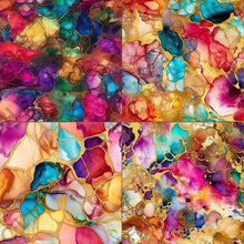 Load image into Gallery viewer, Rainbow and Gold Alcohol Ink Seamless Digital Papers
