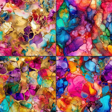 Load image into Gallery viewer, Rainbow and Gold Alcohol Ink Seamless Digital Papers
