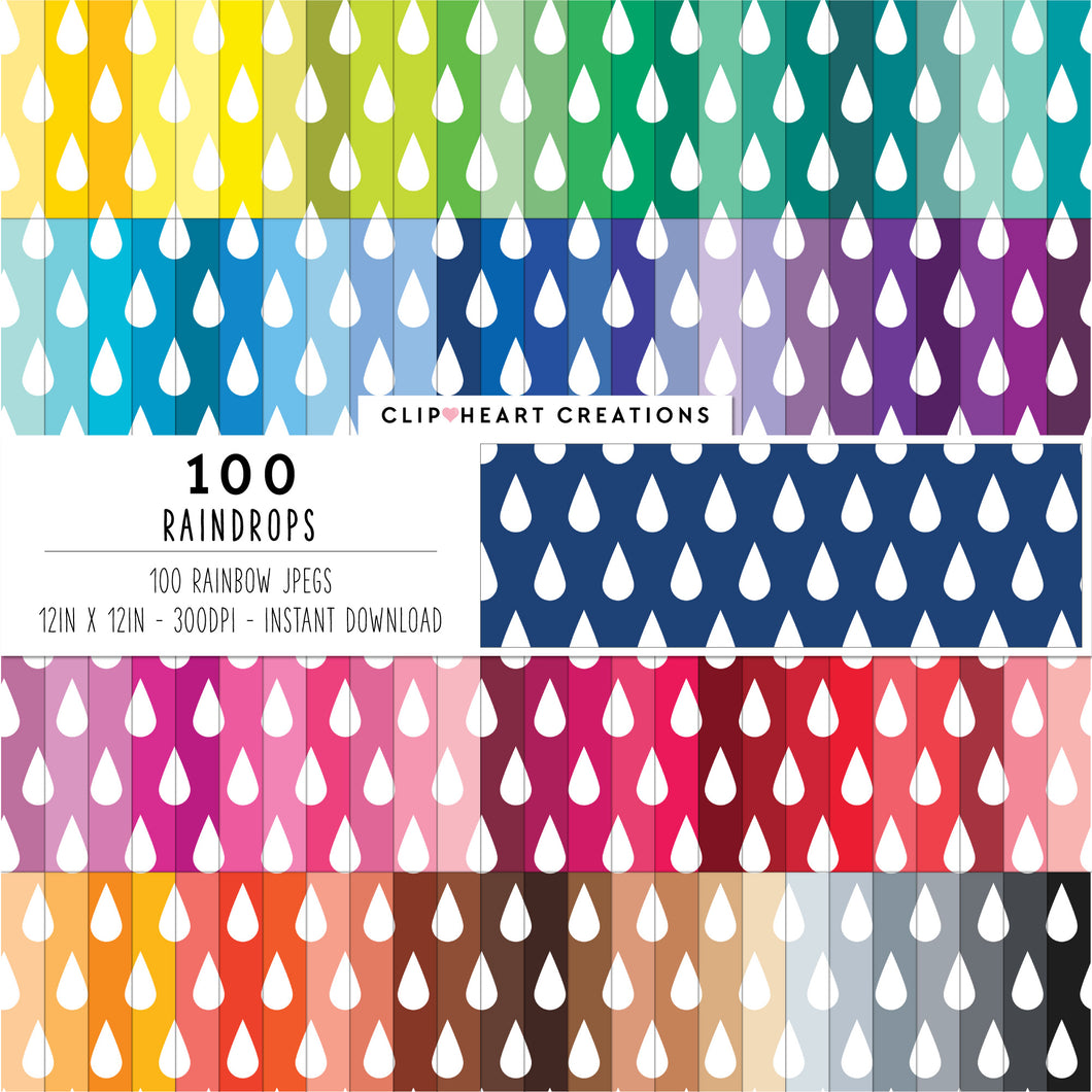 100 Raindrops Pattern Digital Papers