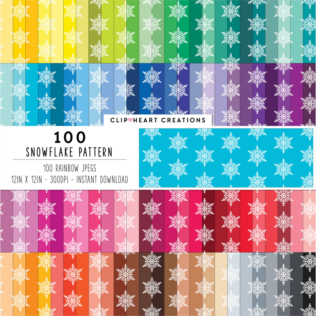 100 Snowflake Pattern Digital Papers