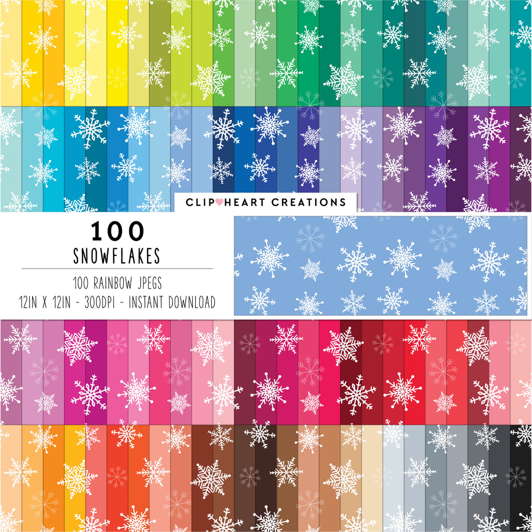 100 Snowflakes Pattern Digital Papers