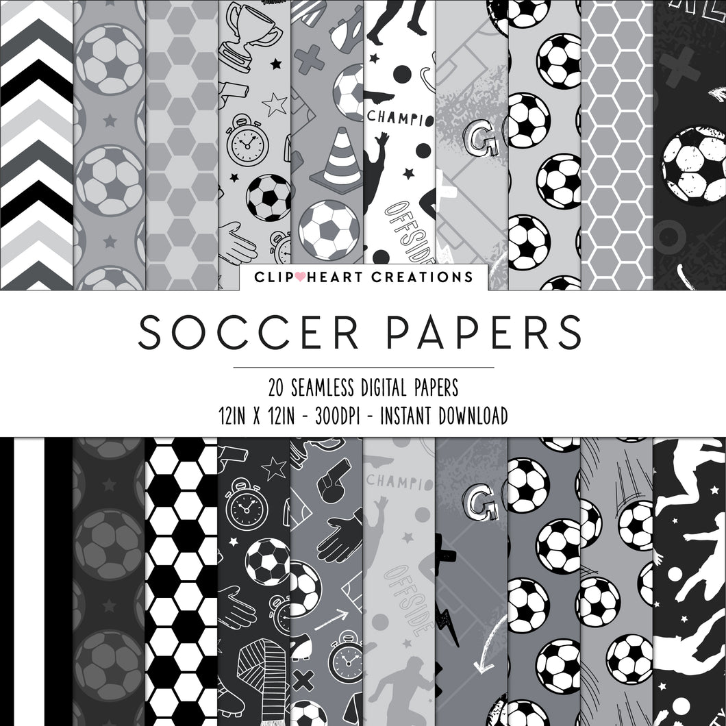 Black Soccer Seamless Digital Papers