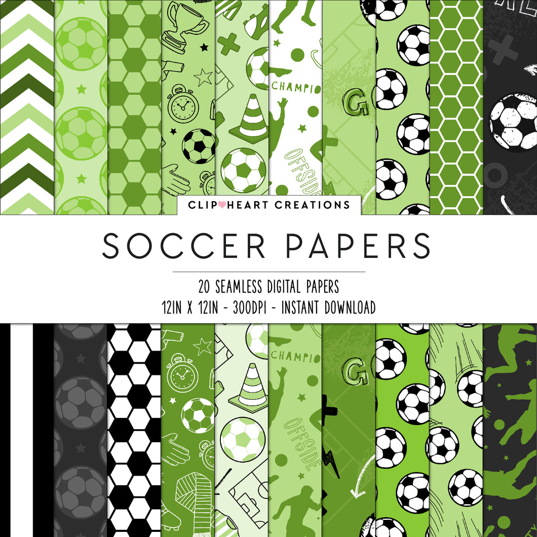 Green Soccer Seamless Digital Papers