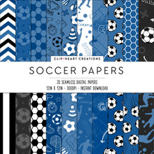 Load image into Gallery viewer, Dark Blue Soccer Seamless Digital Papers
