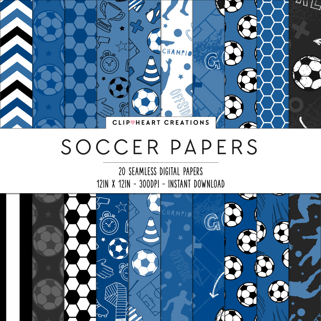 Dark Blue Soccer Seamless Digital Papers