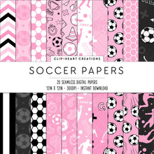 Load image into Gallery viewer, Pink Soccer Seamless Digital Papers
