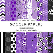 Load image into Gallery viewer, Purple Soccer Seamless Digital Papers
