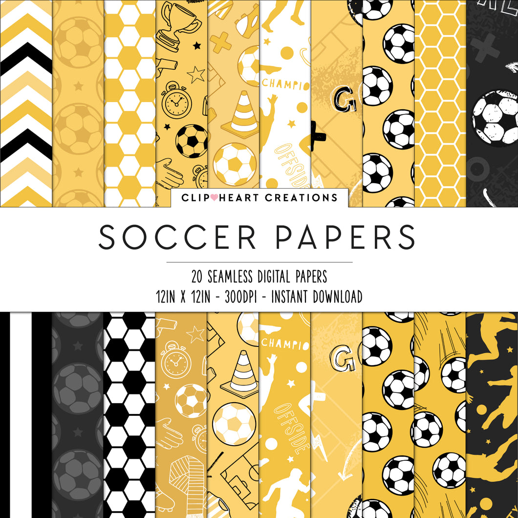 Yellow Soccer Seamless Digital Papers