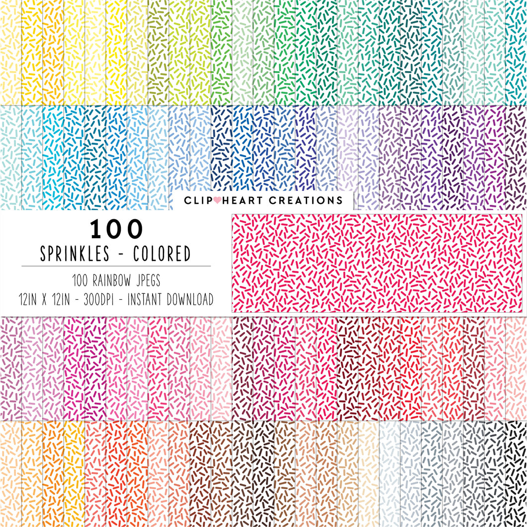 100 Sprinkles Digital Papers (Color)