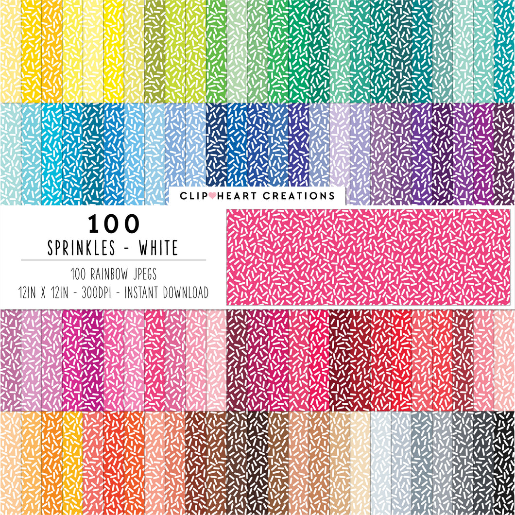 100 Sprinkles Digital Papers (White)