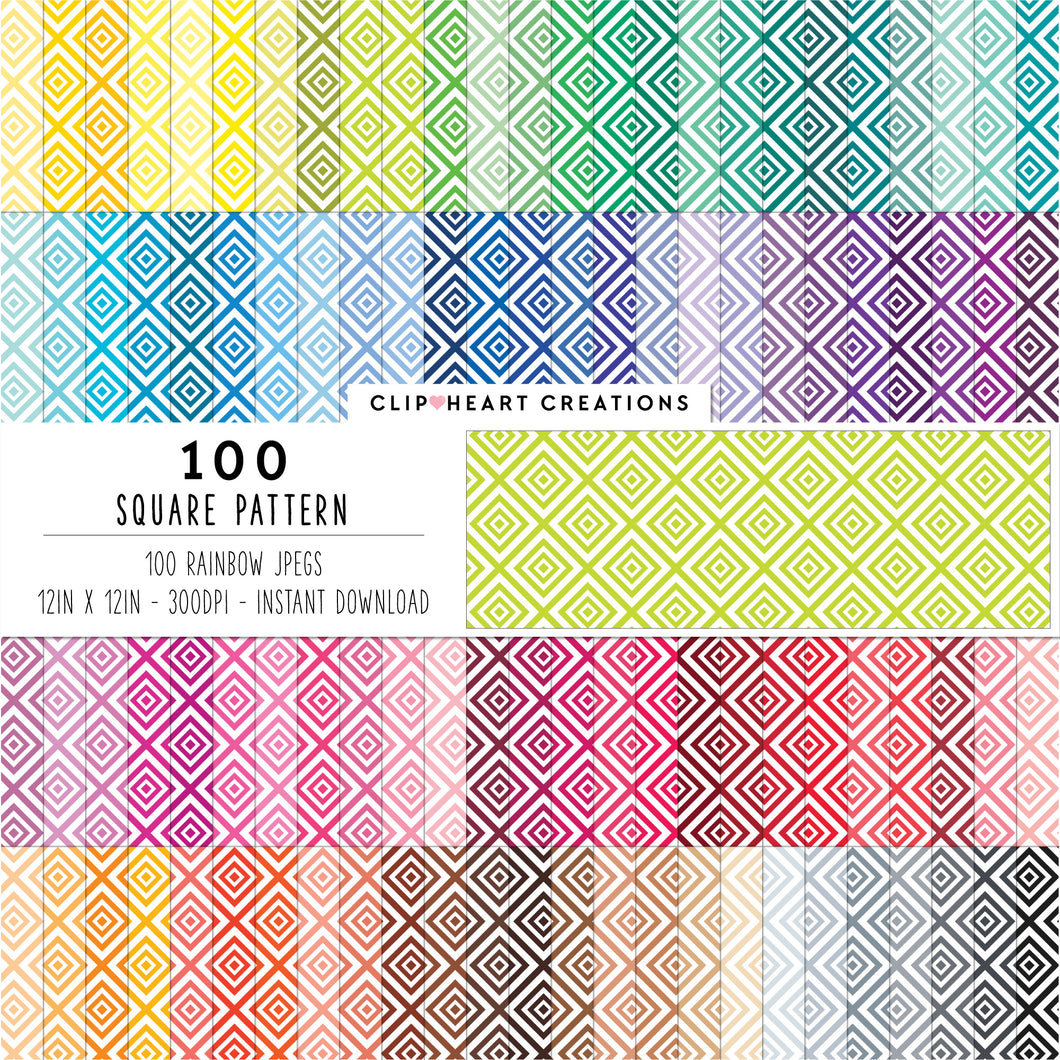 100 Square Pattern Digital Papers