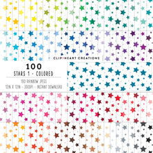 Load image into Gallery viewer, 100 Stars Pattern Digital Papers (Color)
