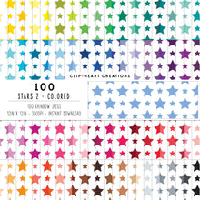 Load image into Gallery viewer, 100 Stars Pattern Digital Papers (Color)
