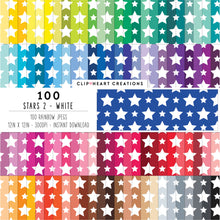 Load image into Gallery viewer, 100 Stars Pattern Digital Papers (White)
