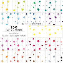 Load image into Gallery viewer, 100 Stars Pattern Digital Papers (Color)
