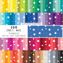 Load image into Gallery viewer, 100 Stars Pattern Digital Papers (White)
