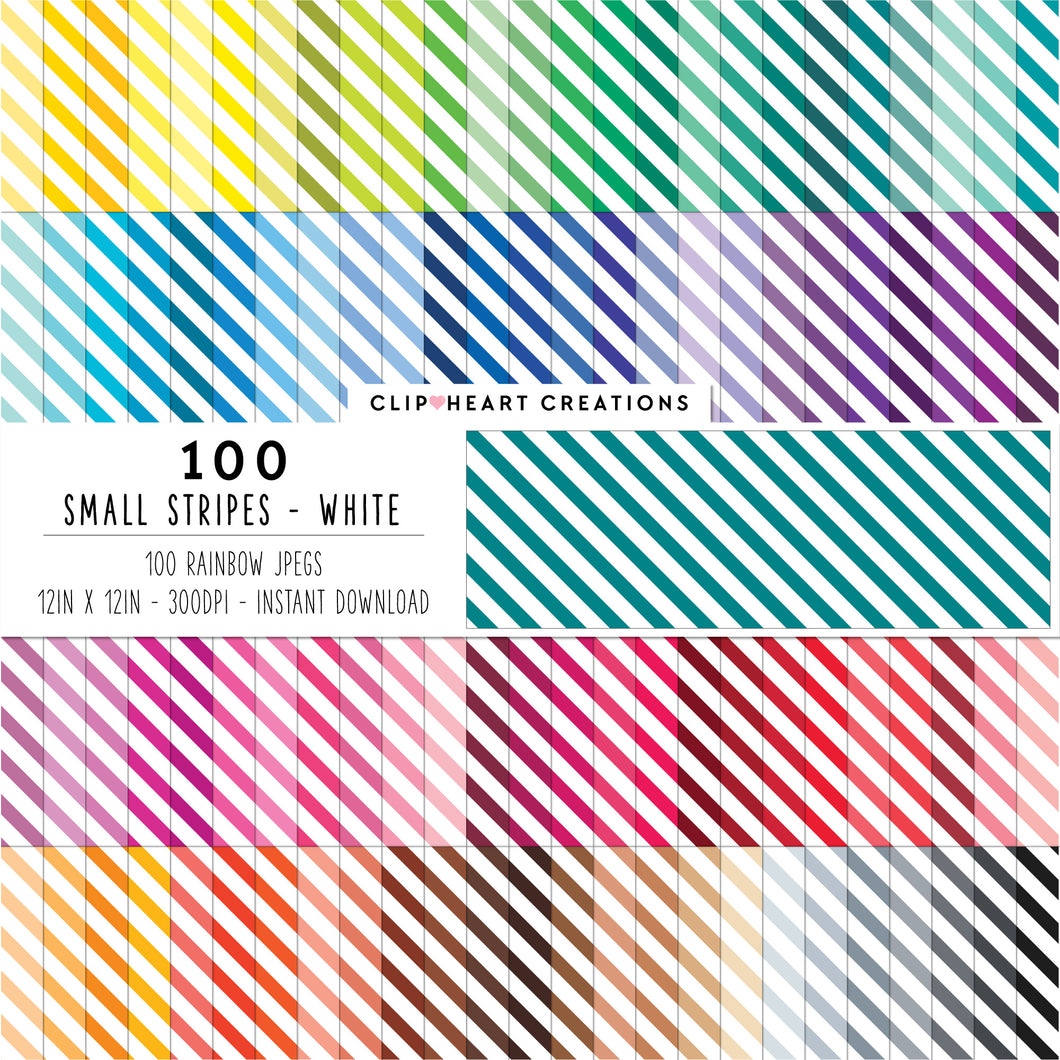 100 Small Diagonal Stripes Pattern Digital Papers (White)