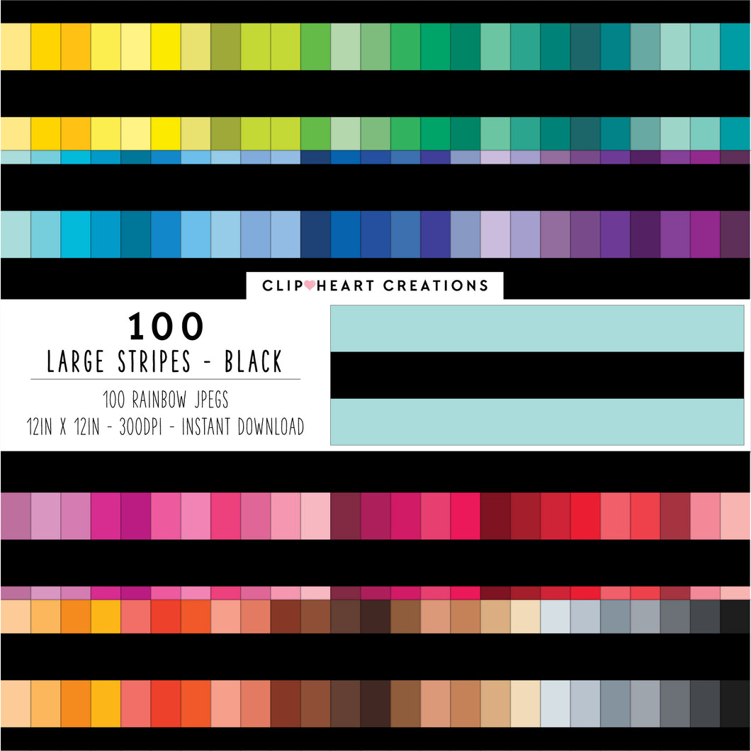 100 Large Stripes Pattern Digital Papers (Black)