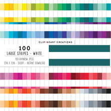 Load image into Gallery viewer, 100 Large Stripes Pattern Digital Papers (White)
