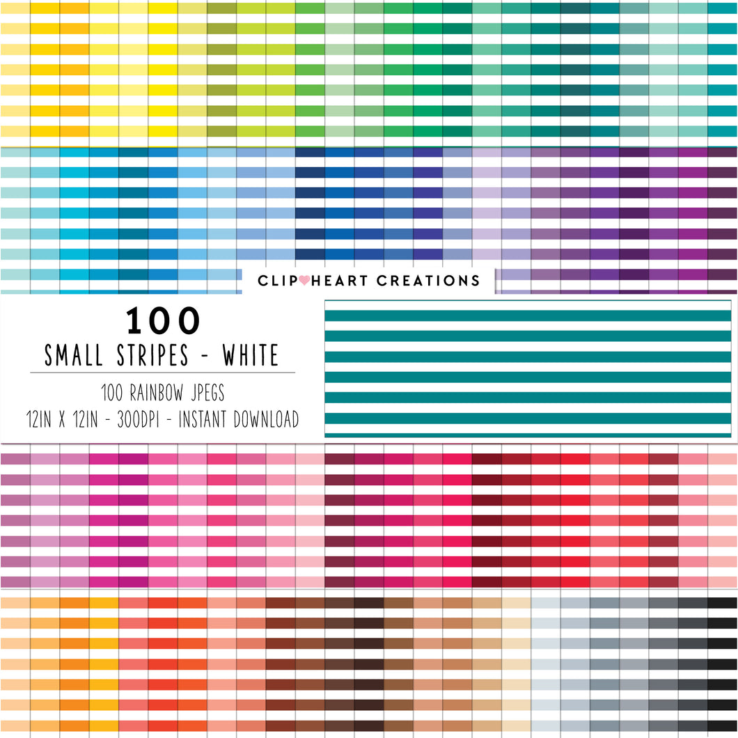 100 Small Stripes Pattern Digital Papers (White)