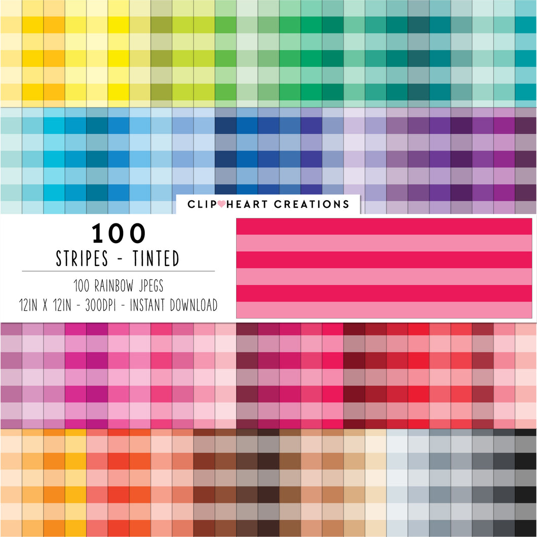 100 Stripes Pattern Digital Papers (Tinted)