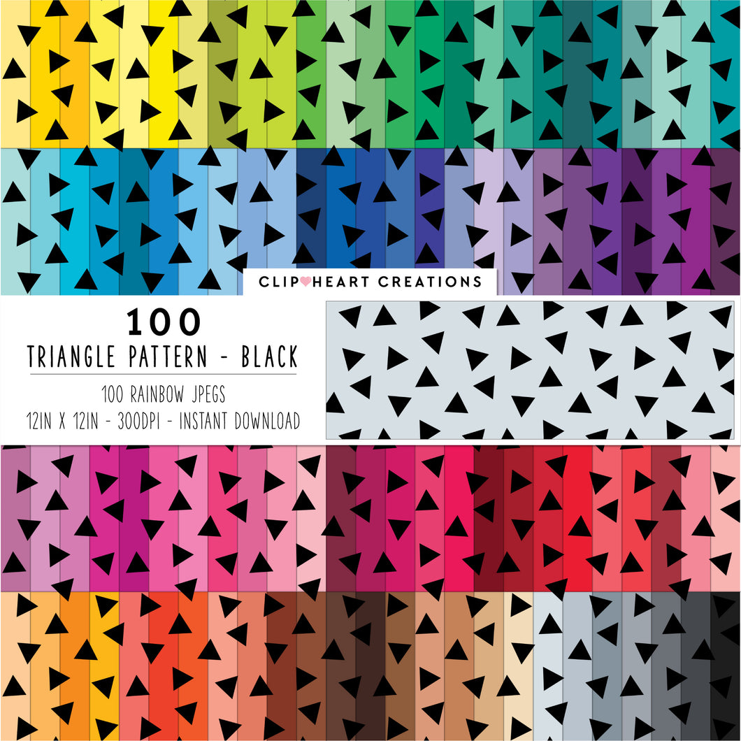 100 Triangle Pattern Digital Papers (Black)