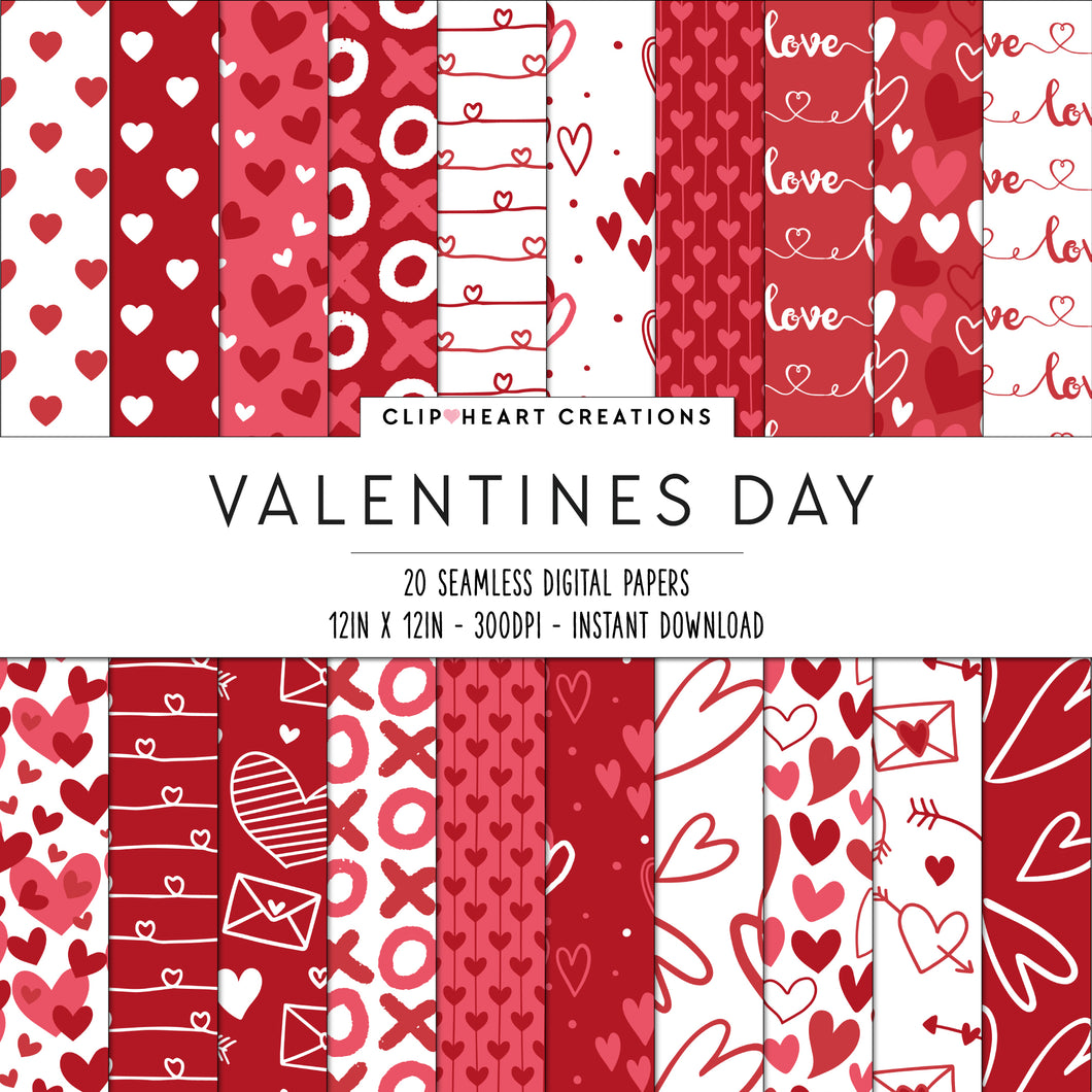 Valentines Day Red Digital Papers