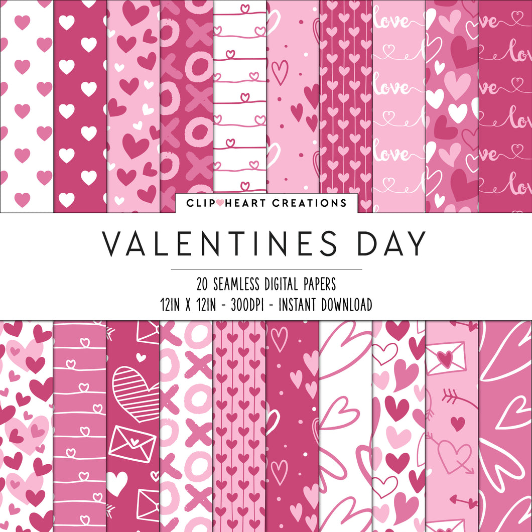 Valentines Day Pink Digital Papers