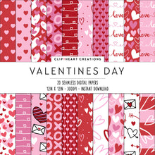 Load image into Gallery viewer, Valentines Day Pink and Red Digital Papers
