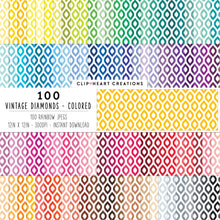 Load image into Gallery viewer, 100 Vintage Diamonds Pattern Digital Papers (Color)
