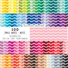 Load image into Gallery viewer, 100 Small Waves Pattern Digital Papers (White)
