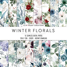 Load image into Gallery viewer, Winter Floral Watercolors Seamless Digital Papers
